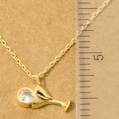 18K Gold Plated CZ Martini Pendant Necklace - Love Mi
