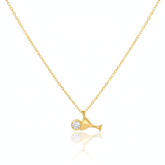 18K Gold Plated CZ Martini Pendant Necklace - Love Mi