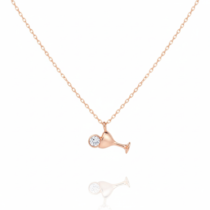 18K Gold Plated CZ Martini Pendant Necklace - Love Mi