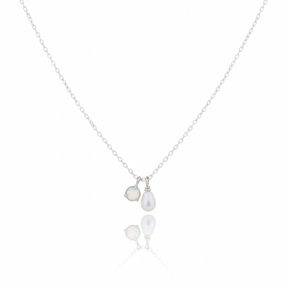 18K Gold Plated Opal and Pearl Charms Chain Necklace - Love Mi