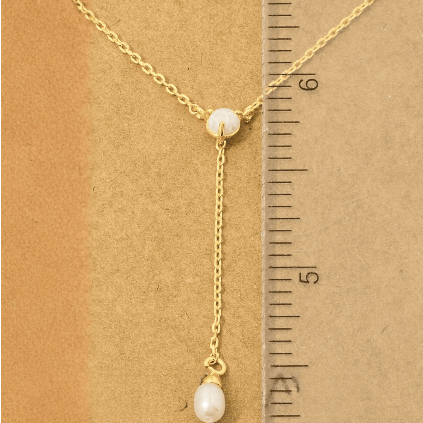 18K Gold Plated Opal and Pearl Charm Y Chain Necklace - Love Mi