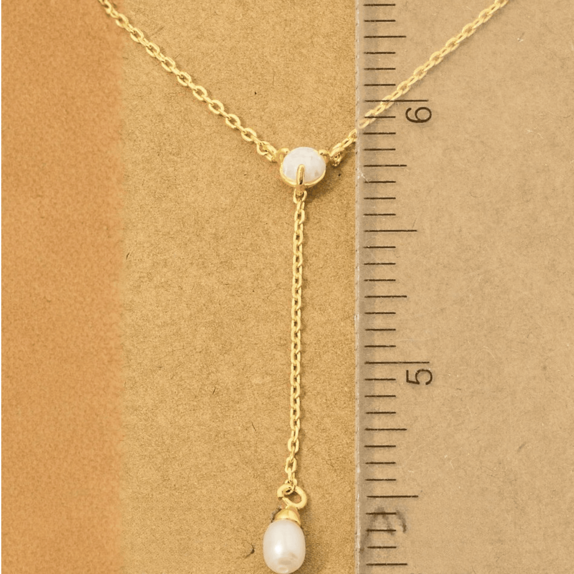 18K Gold Plated Opal and Pearl Charm Y Chain Necklace - Love Mi