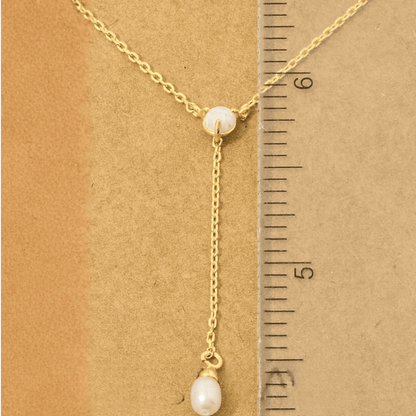 18K Gold Plated Opal and Pearl Charm Y Chain Necklace - Love Mi