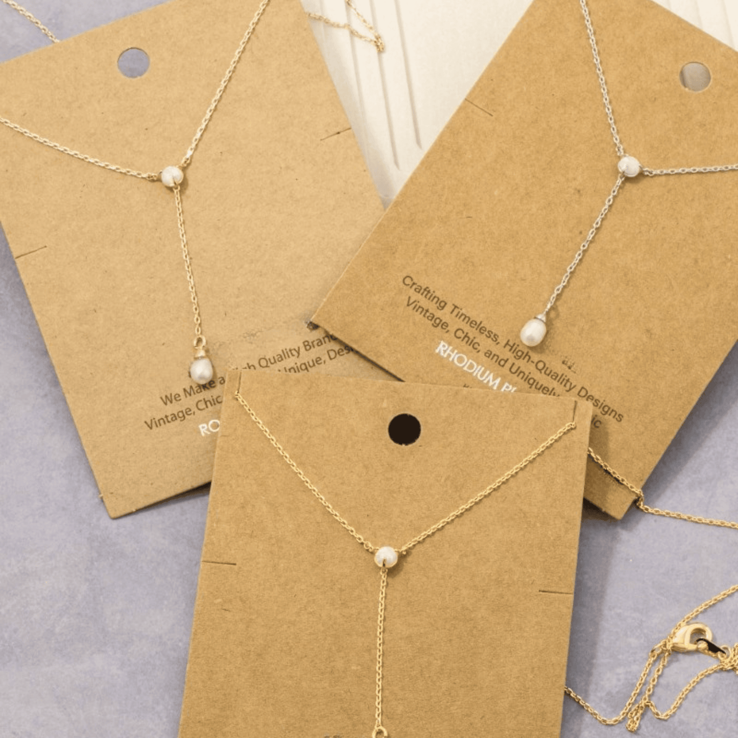 18K Gold Plated Opal and Pearl Charm Y Chain Necklace - Love Mi