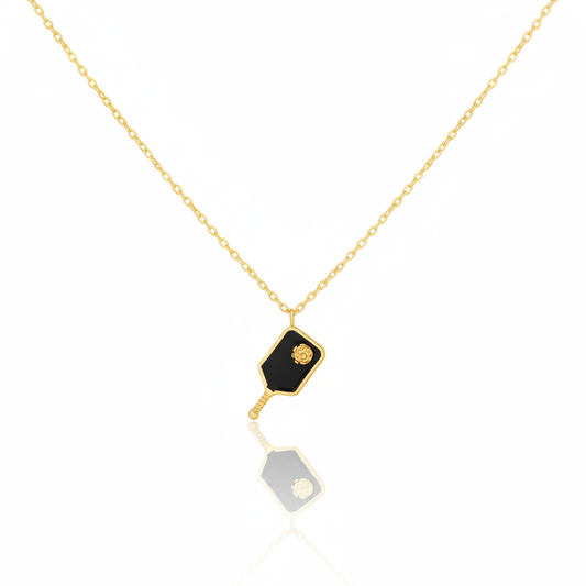 18K Gold Plated Epoxy Pickleball Pendant Necklace - Love Mi