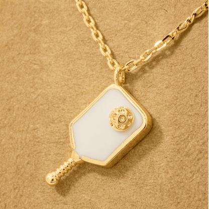 18K Gold Plated Epoxy Pickleball Pendant Necklace - Love Mi