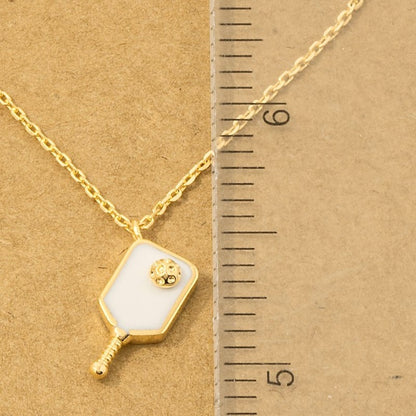 18K Gold Plated Epoxy Pickleball Pendant Necklace - Love Mi
