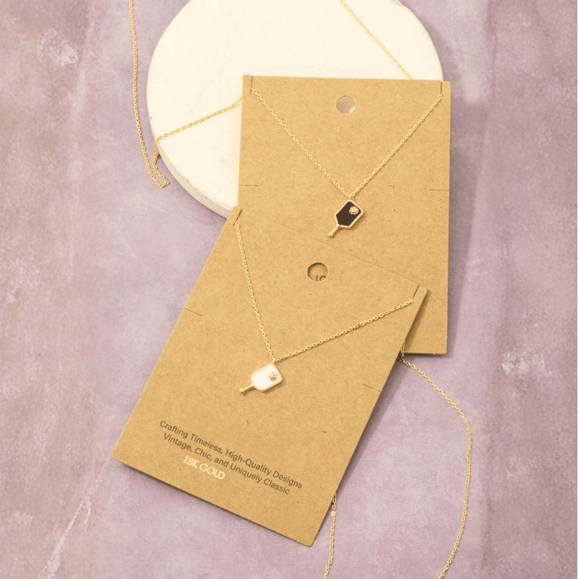 18K Gold Plated Epoxy Pickleball Pendant Necklace - Love Mi