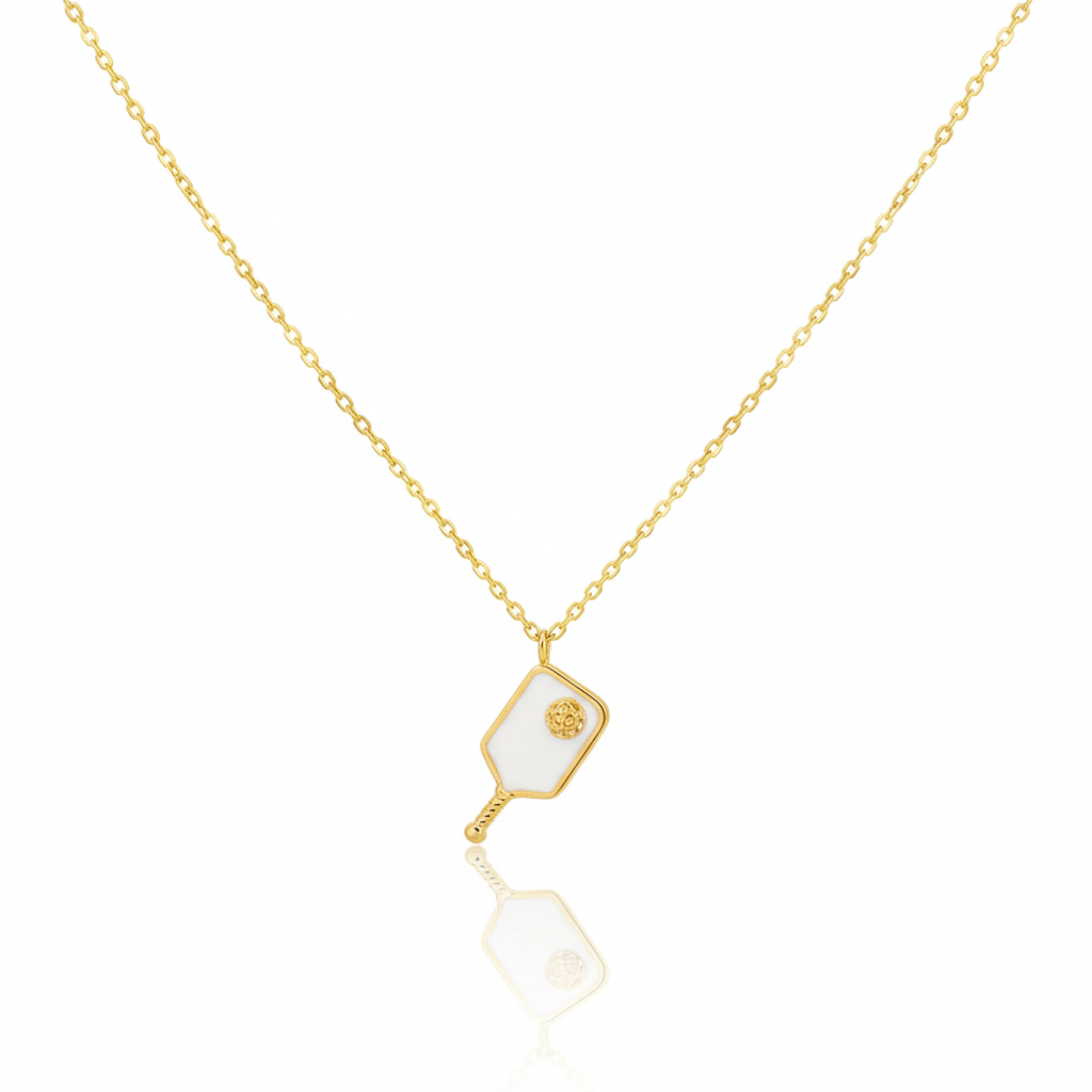 18K Gold Plated Epoxy Pickleball Pendant Necklace - Love Mi