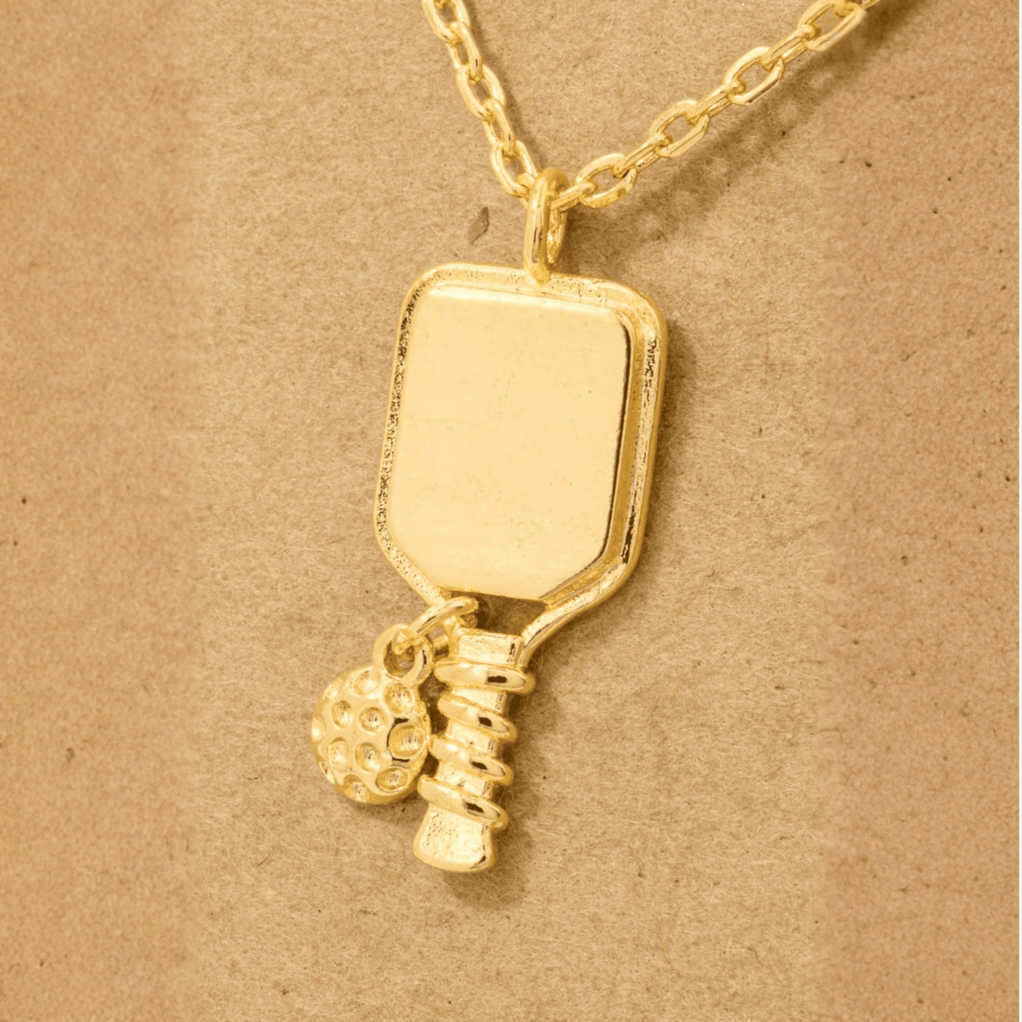 18K Gold Plated Pickle Ball Pendant Necklace - Love Mi