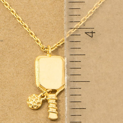 18K Gold Plated Pickle Ball Pendant Necklace - Love Mi