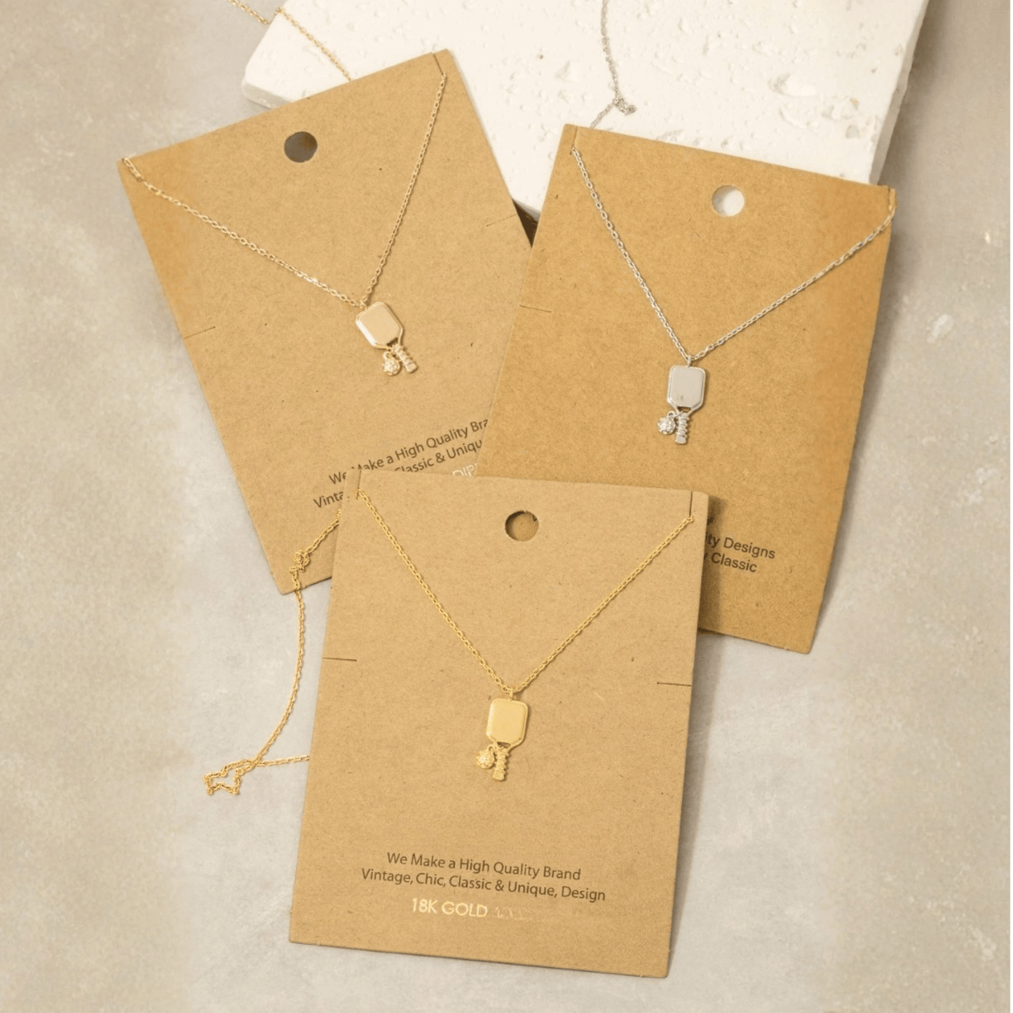 18K Gold Plated Pickle Ball Pendant Necklace - Love Mi