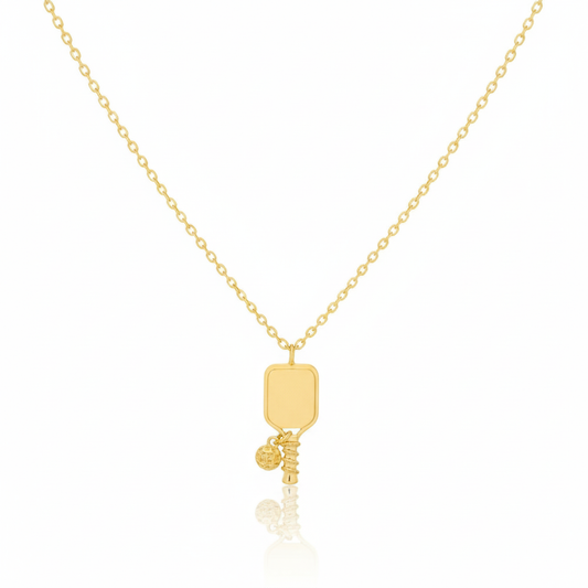 18K Gold Plated Pickle Ball Pendant Necklace - Love Mi