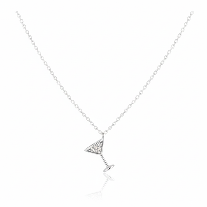 18K Gold Plated CZ Martini Pendant Necklace - Love Mi