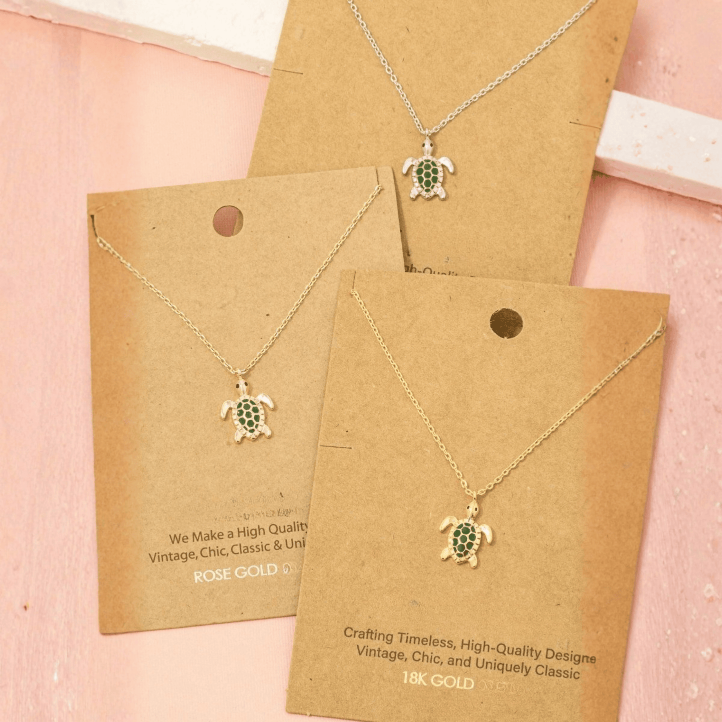 18K Gold Plated Epoxy Turtle Pendant Necklace - Love Mi