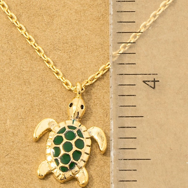 18K Gold Plated Epoxy Turtle Pendant Necklace - Love Mi