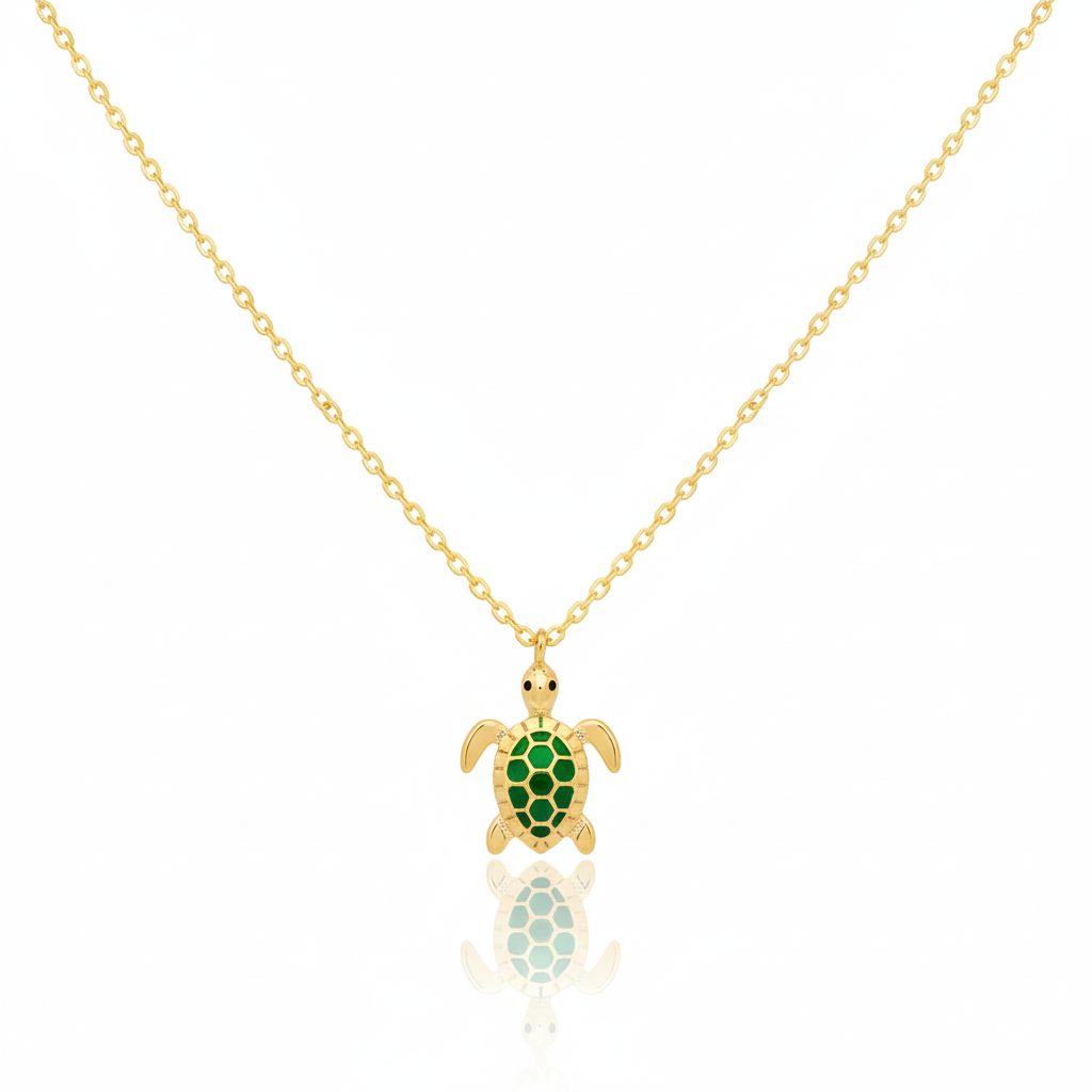 18K Gold Plated Epoxy Turtle Pendant Necklace - Love Mi