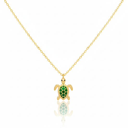 18K Gold Plated Epoxy Turtle Pendant Necklace - Love Mi
