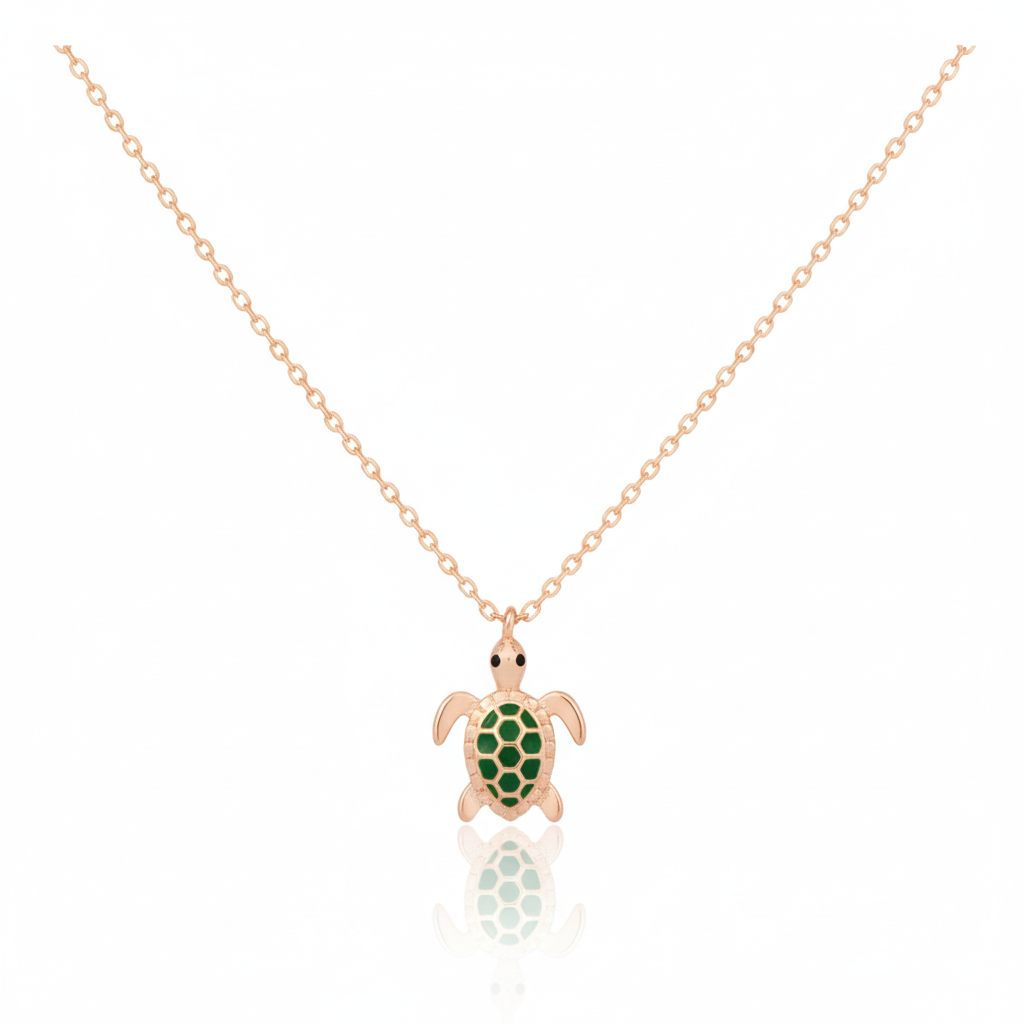 18K Gold Plated Epoxy Turtle Pendant Necklace - Love Mi