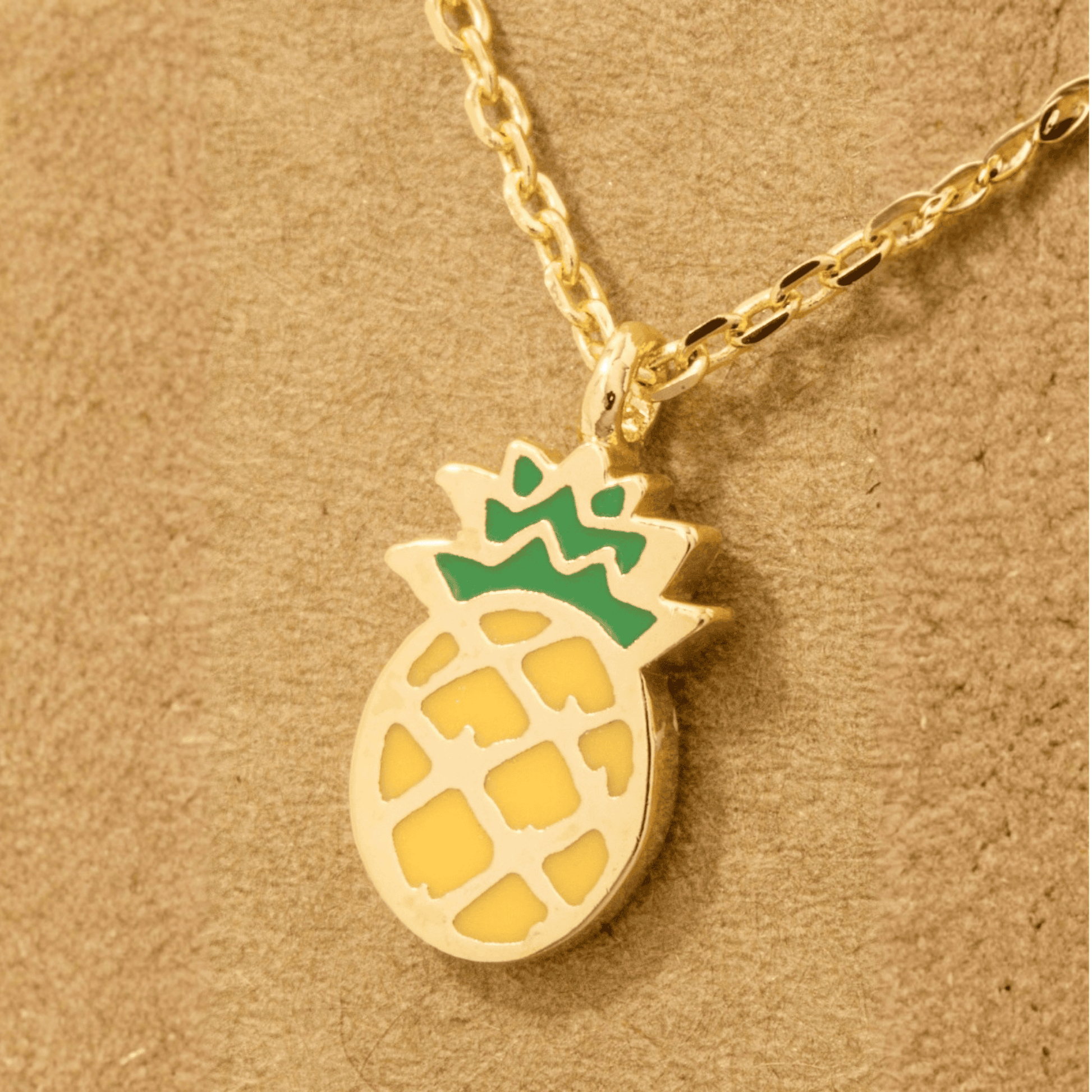 18K Gold Plated Epoxy Pineapple Pendant Necklace - Love Mi