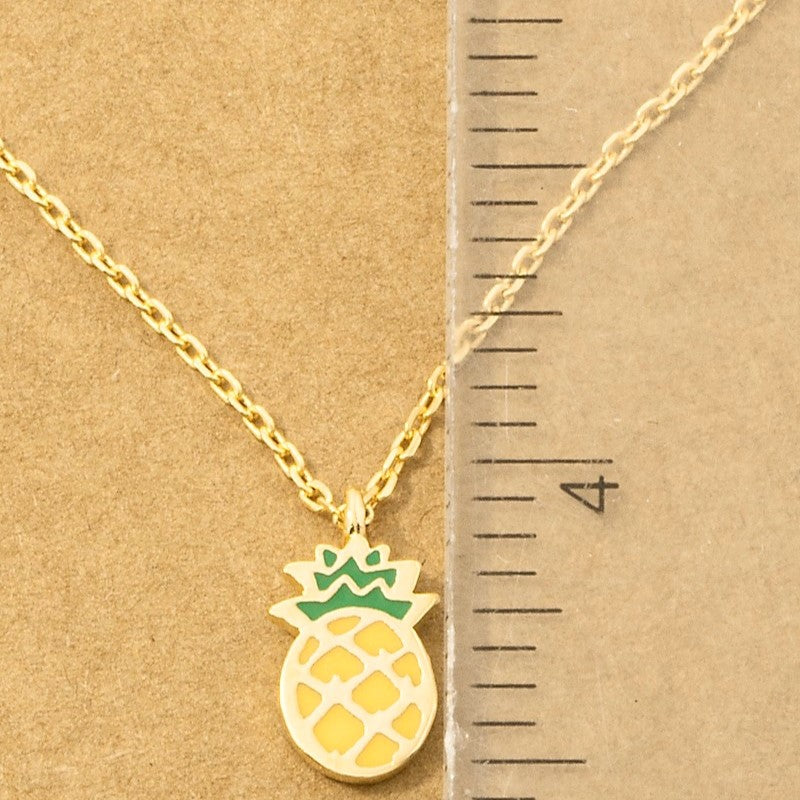 18K Gold Plated Epoxy Pineapple Pendant Necklace - Love Mi