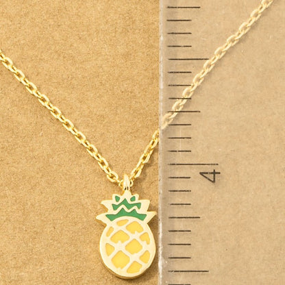18K Gold Plated Epoxy Pineapple Pendant Necklace - Love Mi