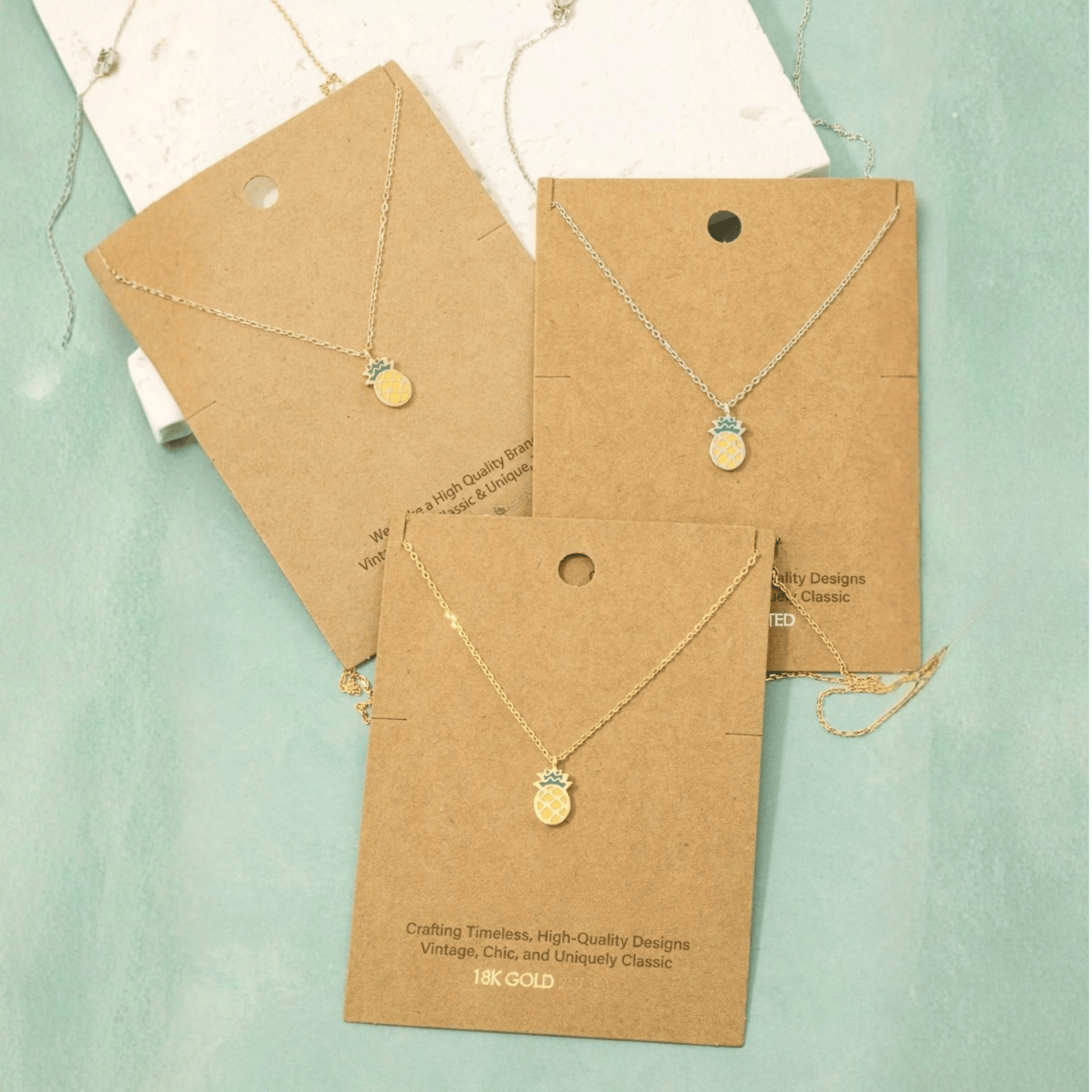 18K Gold Plated Epoxy Pineapple Pendant Necklace - Love Mi