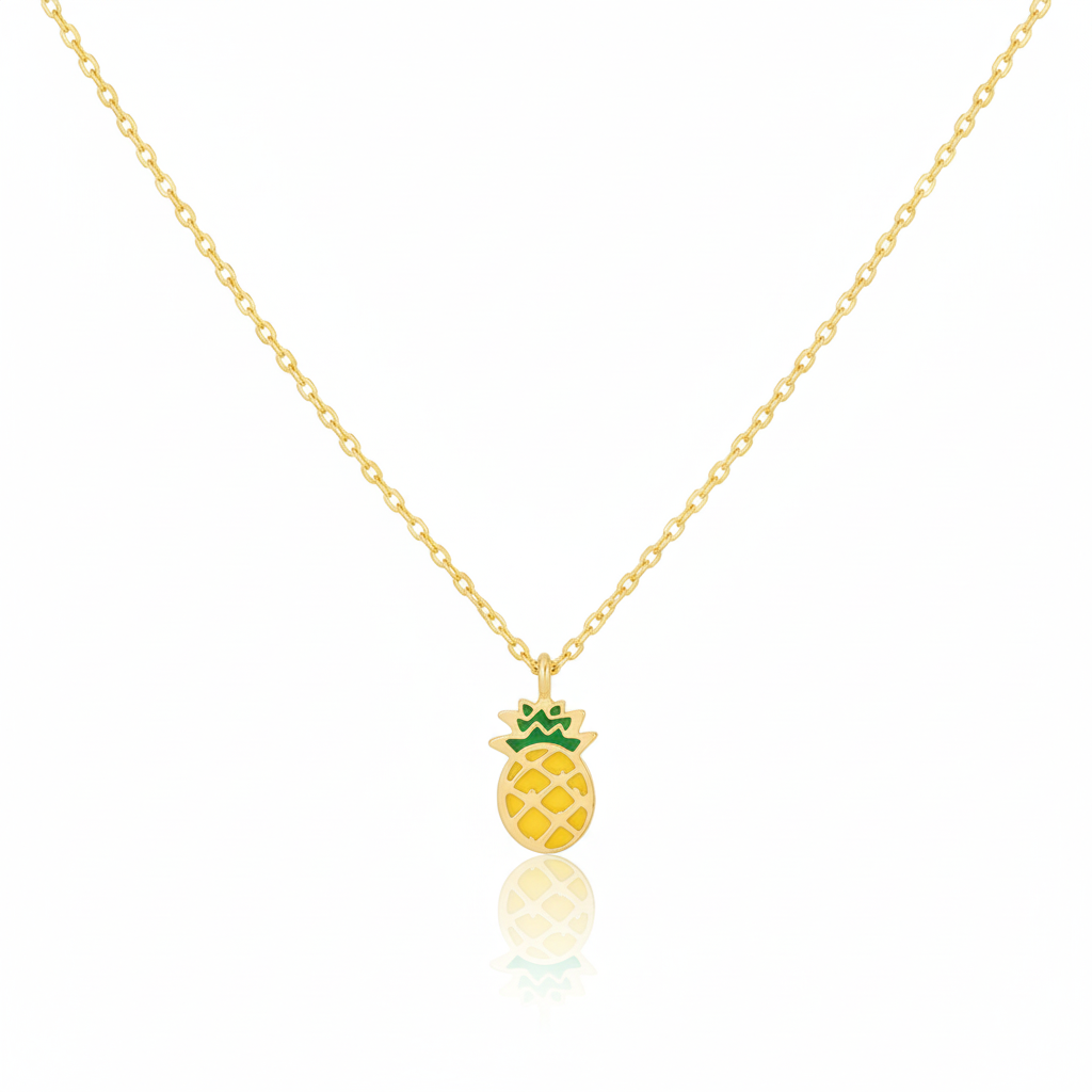 18K Gold Plated Epoxy Pineapple Pendant Necklace - Love Mi
