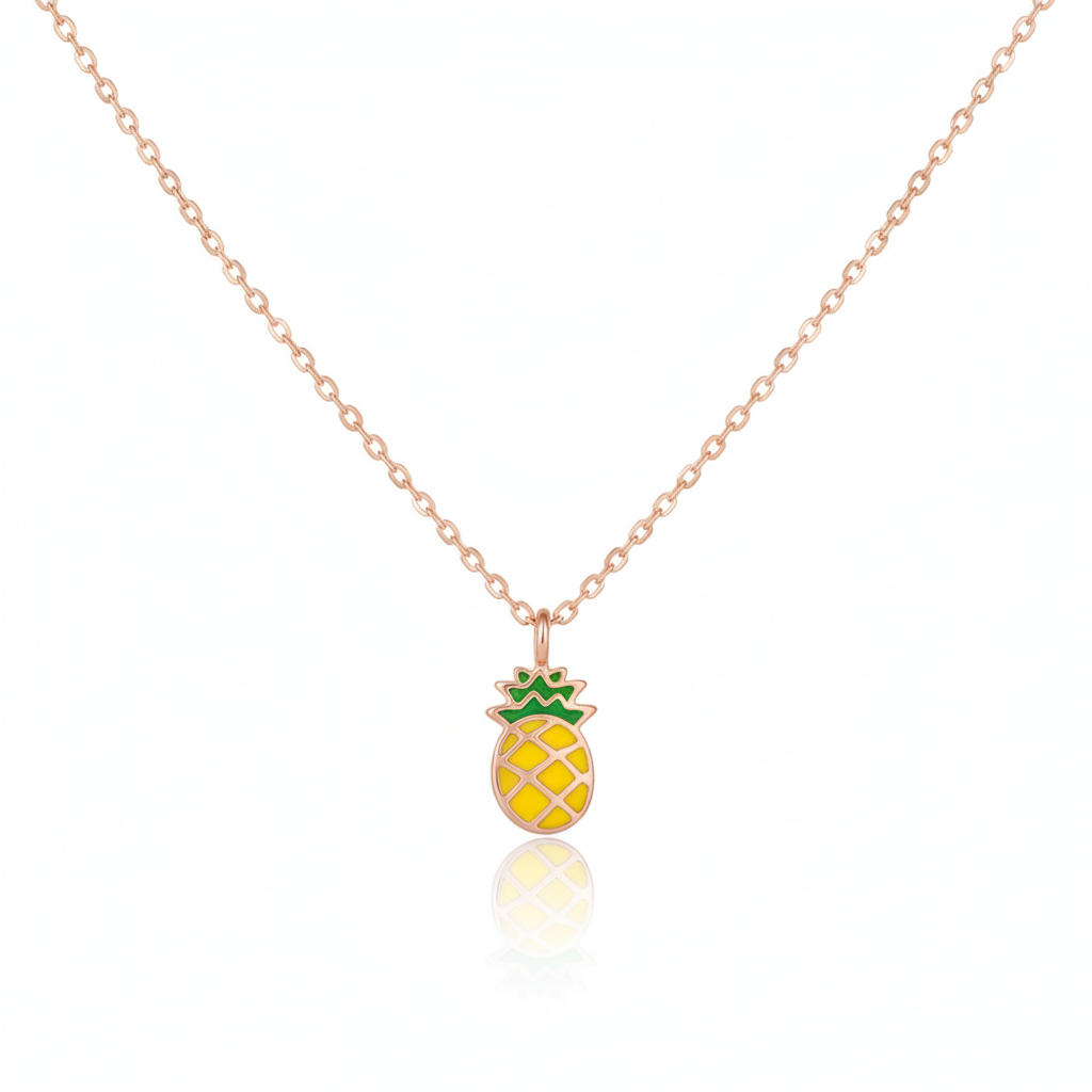 18K Gold Plated Epoxy Pineapple Pendant Necklace - Love Mi