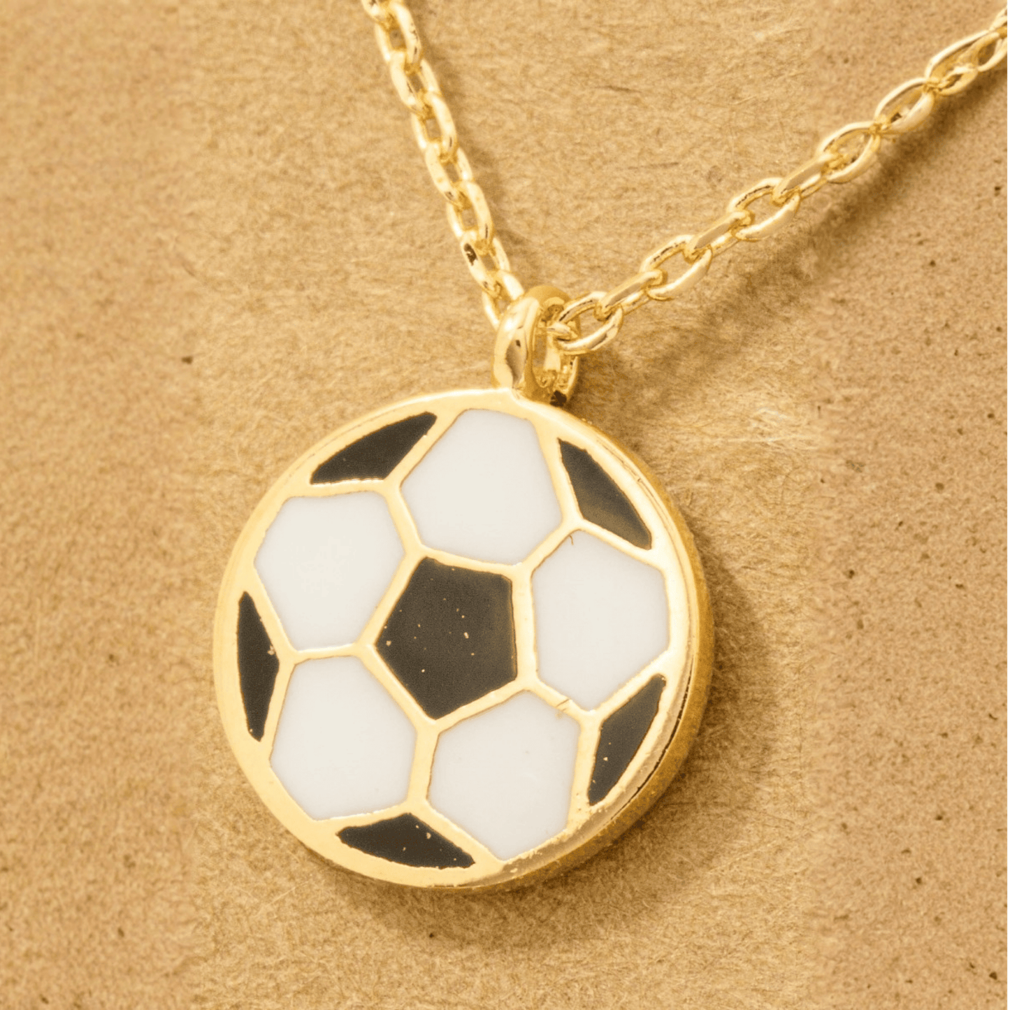 18K Game Day Gold Plated Epoxy Soccer Ball Pendant Necklace - Love Mi