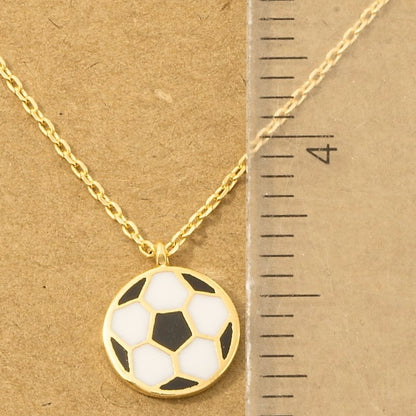 18K Game Day Gold Plated Epoxy Soccer Ball Pendant Necklace - Love Mi