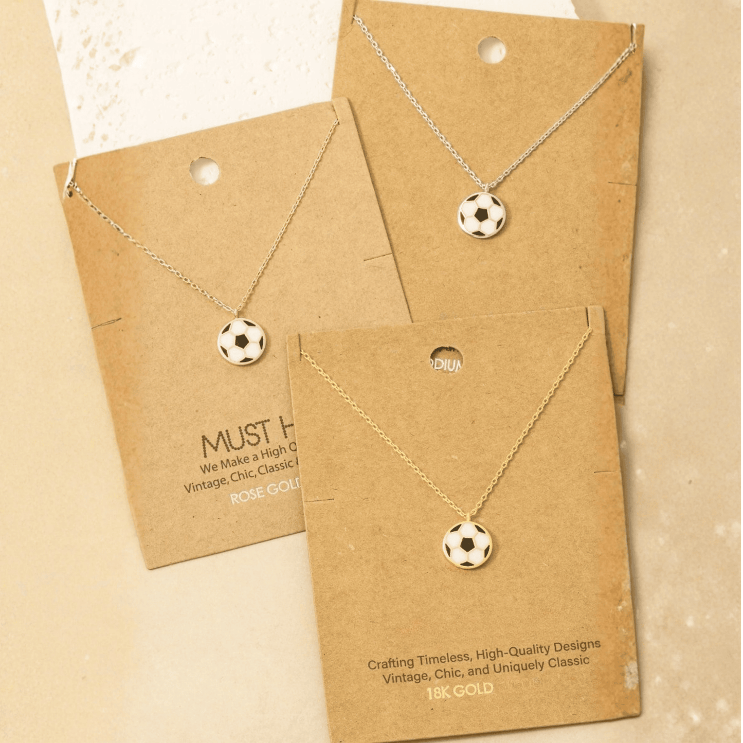 18K Game Day Gold Plated Epoxy Soccer Ball Pendant Necklace - Love Mi