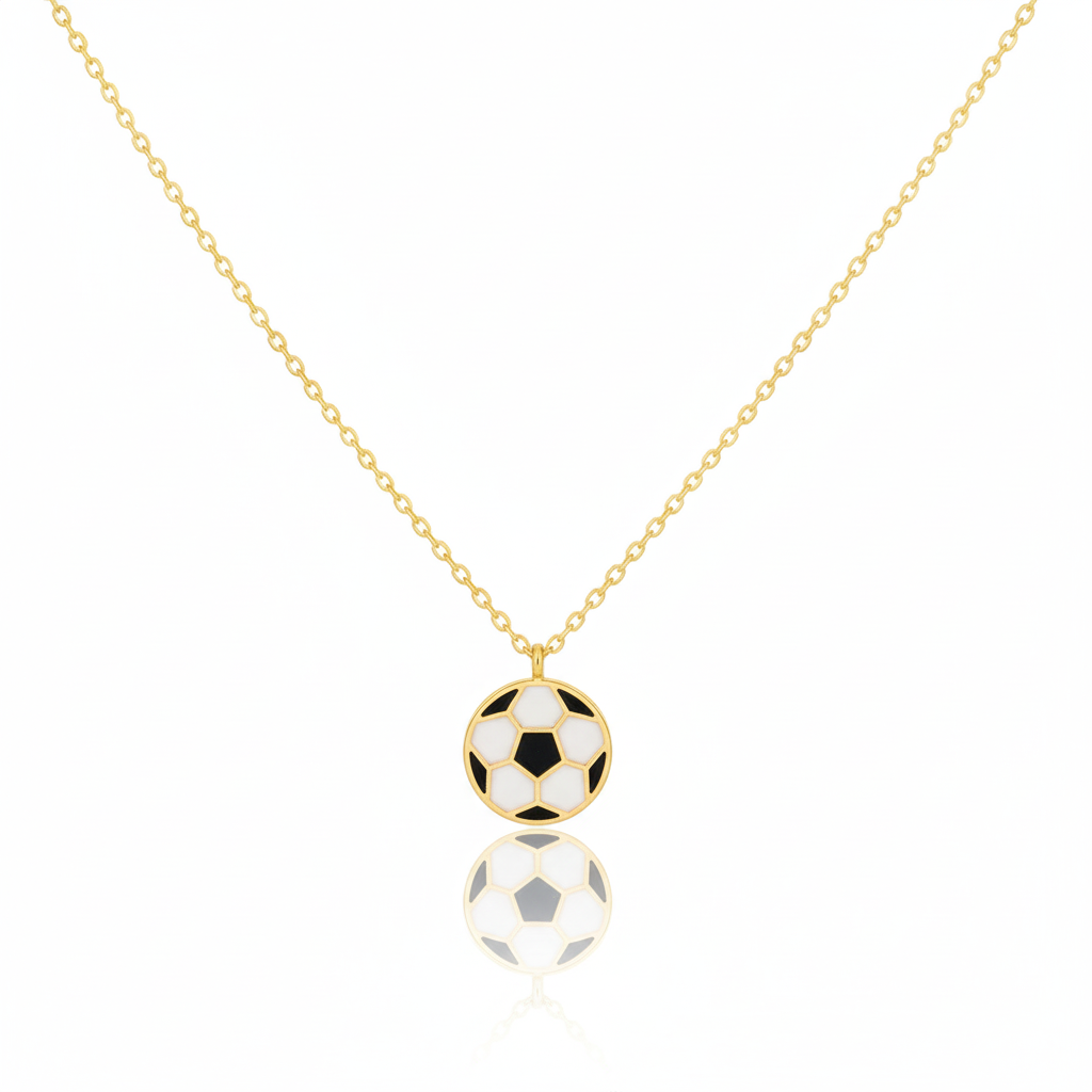 18K Game Day Gold Plated Epoxy Soccer Ball Pendant Necklace - Love Mi