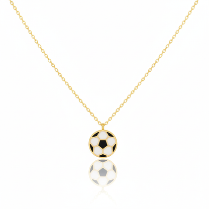 18K Game Day Gold Plated Epoxy Soccer Ball Pendant Necklace - Love Mi