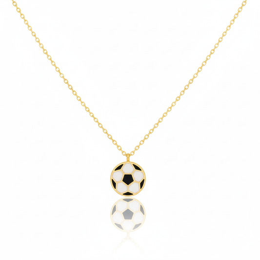 18K Game Day Gold Plated Epoxy Soccer Ball Pendant Necklace - Love Mi