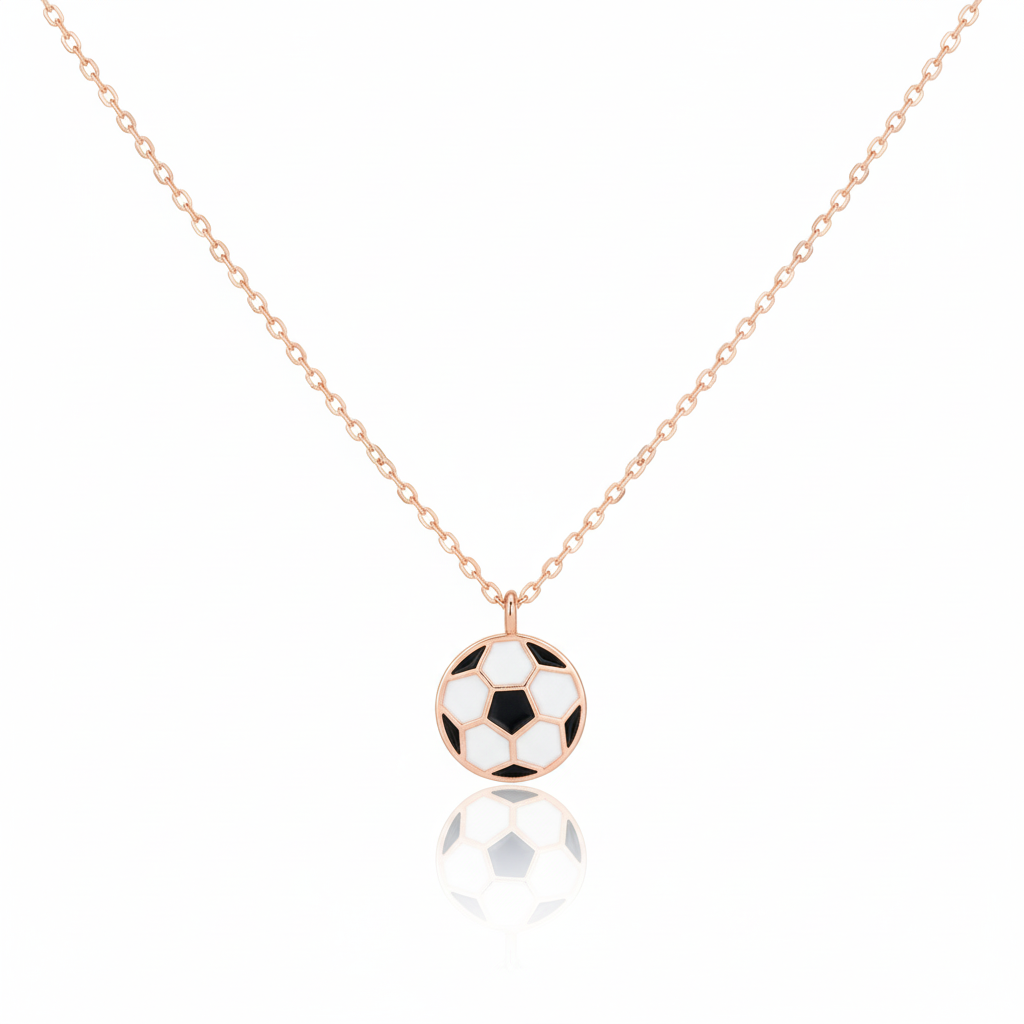 18K Game Day Gold Plated Epoxy Soccer Ball Pendant Necklace - Love Mi