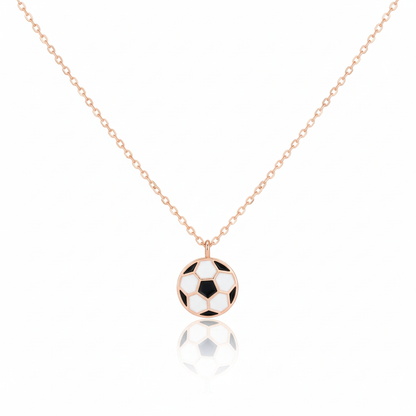 18K Game Day Gold Plated Epoxy Soccer Ball Pendant Necklace - Love Mi