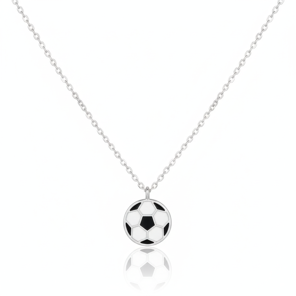 18K Game Day Gold Plated Epoxy Soccer Ball Pendant Necklace - Love Mi