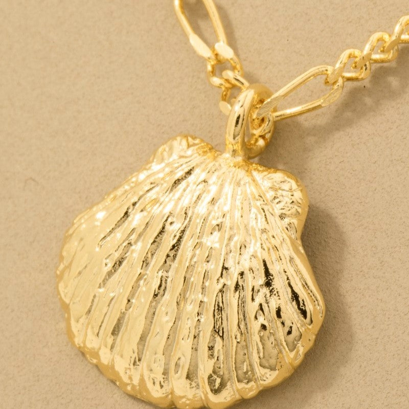 18K Gold Plated Clam Shell Pendant Necklace - Love Mi
