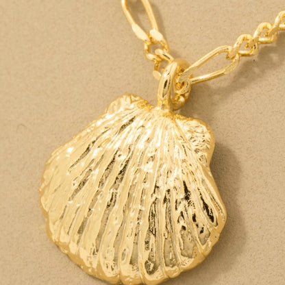 18K Gold Plated Clam Shell Pendant Necklace - Love Mi