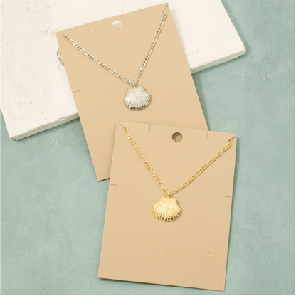 18K Gold Plated Clam Shell Pendant Necklace - Love Mi