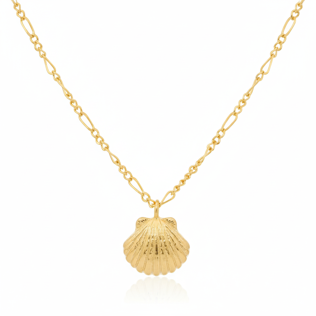 18K Gold Plated Clam Shell Pendant Necklace - Love Mi