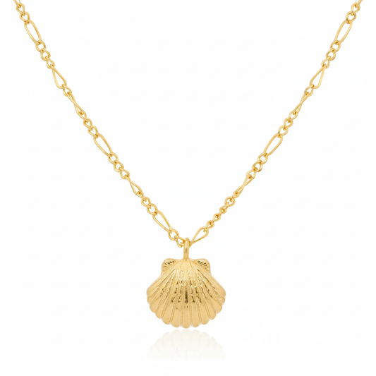 18K Gold Plated Clam Shell Pendant Necklace - Love Mi