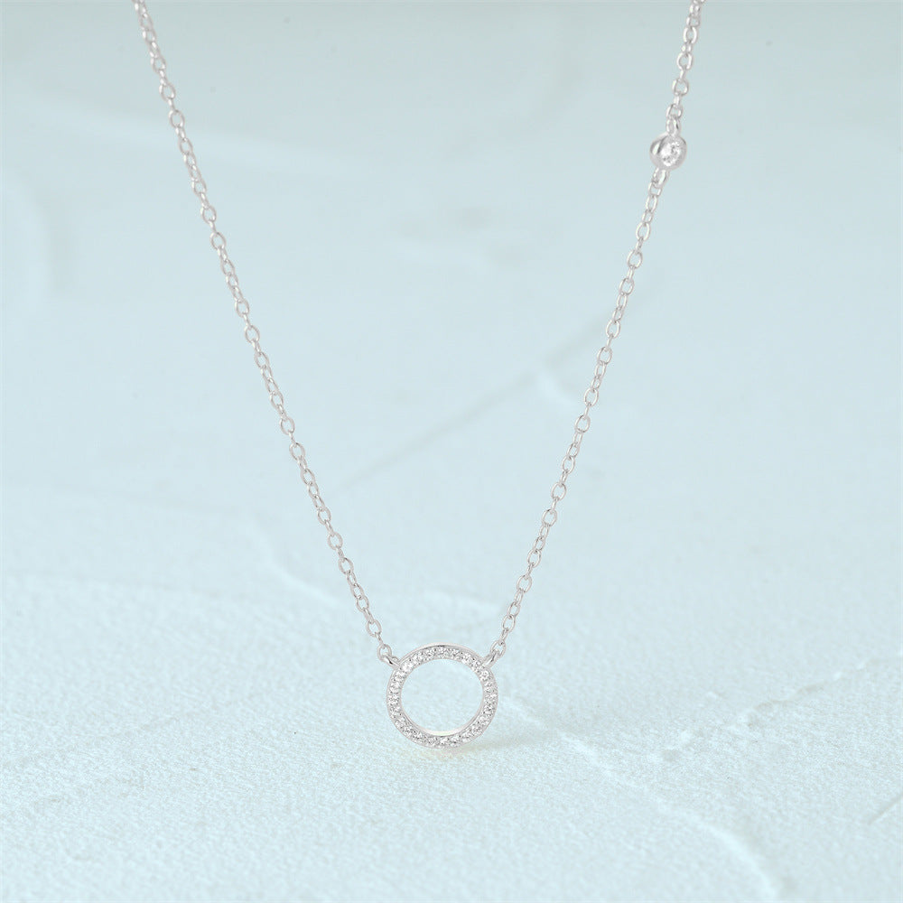 925 Sterling Silver Plating Circle Pendant Necklace - Love Mi