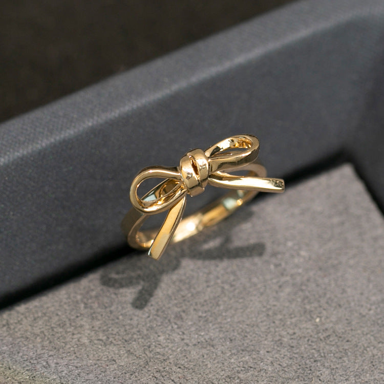 Gold Plated 925 Sterling Silver Bow Knot Rings - Love Mi