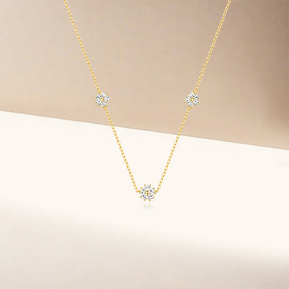 925 Sterling Silver Zircon cable chain Inlay Flower Necklace - Love Mi