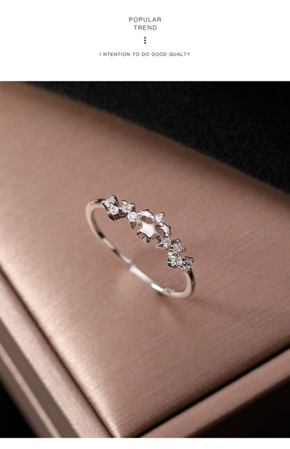 925 Sterling Silver Zircon Star Rings - Love Mi