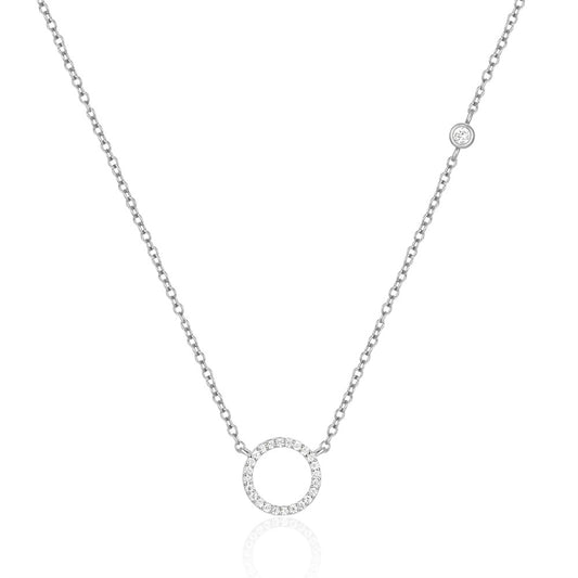 925 Sterling Silver Plating Circle Pendant Necklace - Love Mi