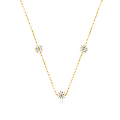 925 Sterling Silver Zircon cable chain Inlay Flower Necklace - Love Mi