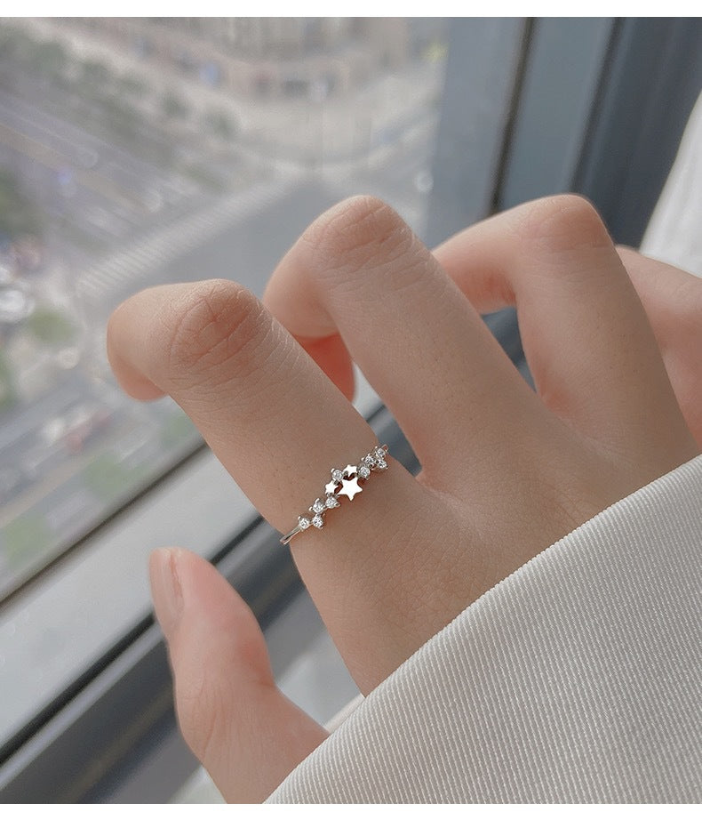 925 Sterling Silver Zircon Star Rings - Love Mi